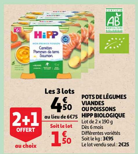 pots de légumes viandes ou poissons hipp biologique