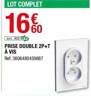 prise double 2p+t à vis