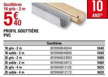 profil gouttière pvc