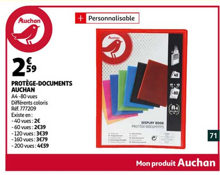 protège-documents auchan