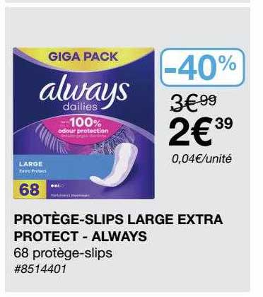 protège-slips large extra protect- always
