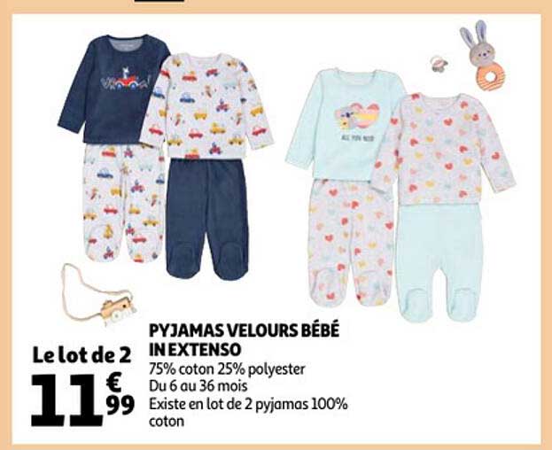 pyjamas velours bébé in extenso