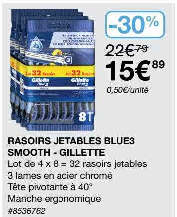 rasoirs jetables blues 3 smooth - gillette
