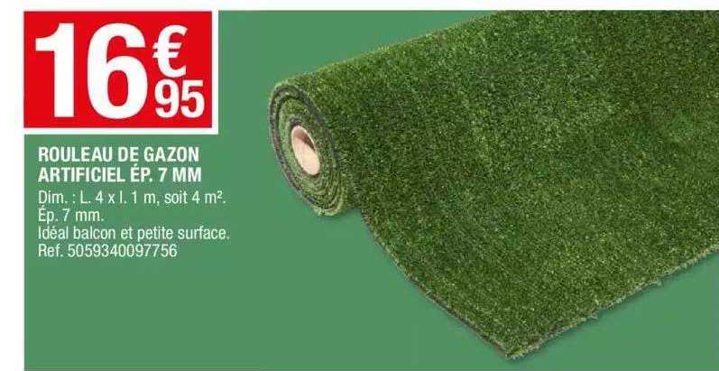 rouleau de gazon artificiel ép. 7 mm