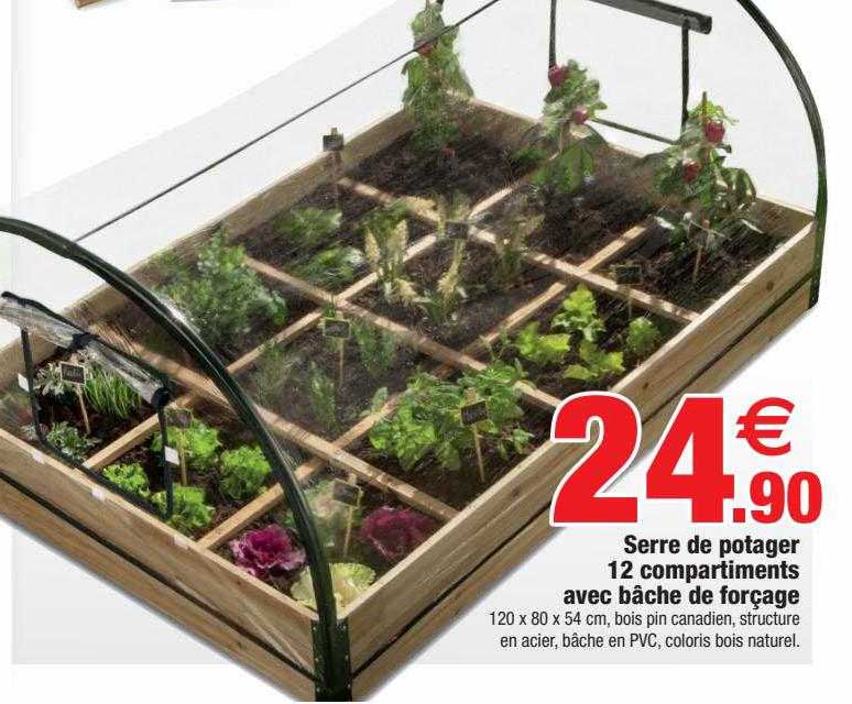 serre de potager 12 compartiments avec bâche de forçage
