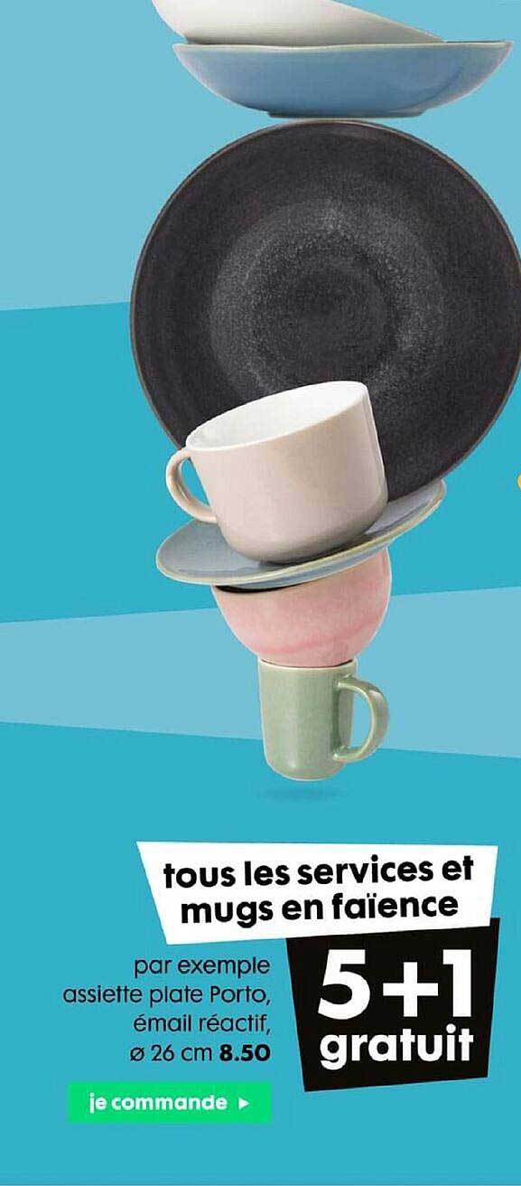 services et mugs en faïence