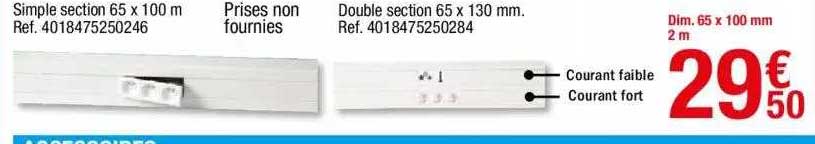 simple section 65 x 100 m, prises non fournies, double section 65 x 130 mm