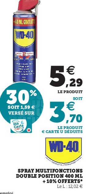 spray multifonctions double position 400 ml + 10% offerts