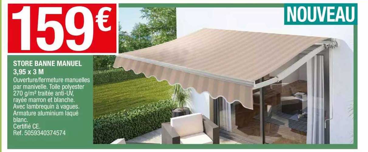 store banne manuel 3,95 x 3m