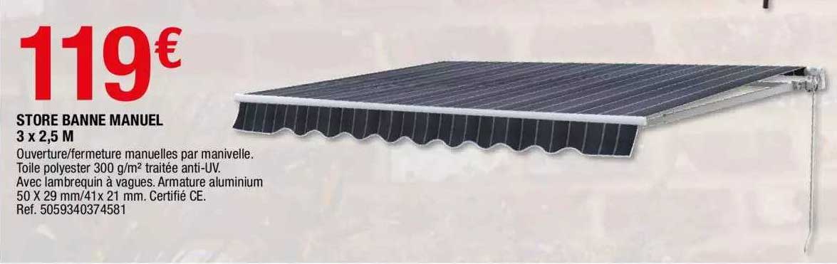 store banne manuel 3 x 2,5 m