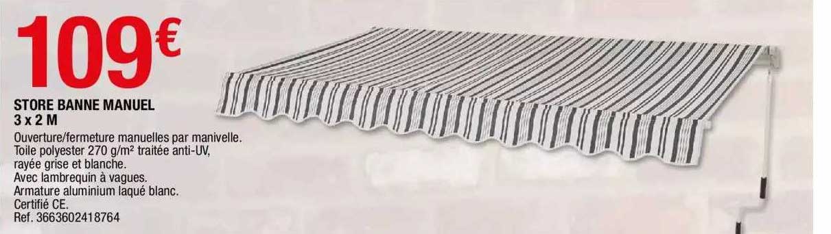 store banne manuel 3 x 2 m