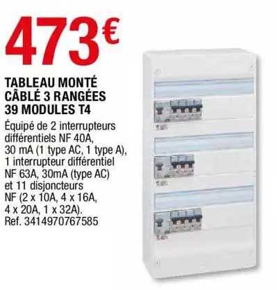 tableau monté câblé 3 rangées 39 modules t4