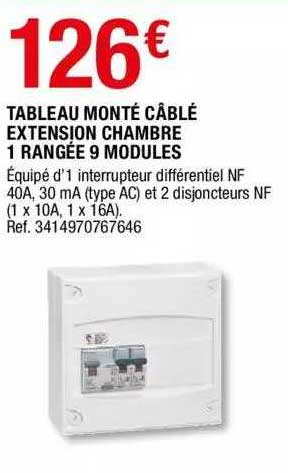 tableau monté câblé extension chambre 1 rangée 9 modules