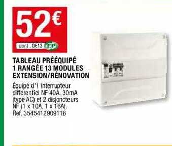 tableau prééquipé 1 rangée 13 modules extension - rénovation