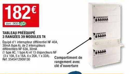 tableau prééquipé 3 rangées 39 modules t4