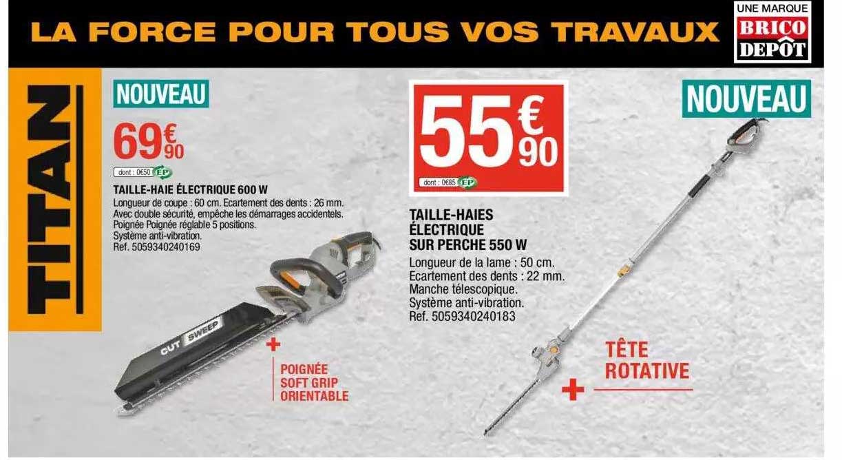 taille-haie électrique 600w, taille-haies électrique sur perche 550 w