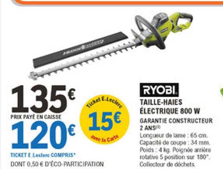 taille-haies électrique 800 w ryobi