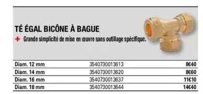 té égal bicône à bague