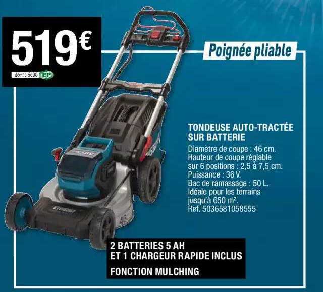 tondeuse auto-tractée sur batterie