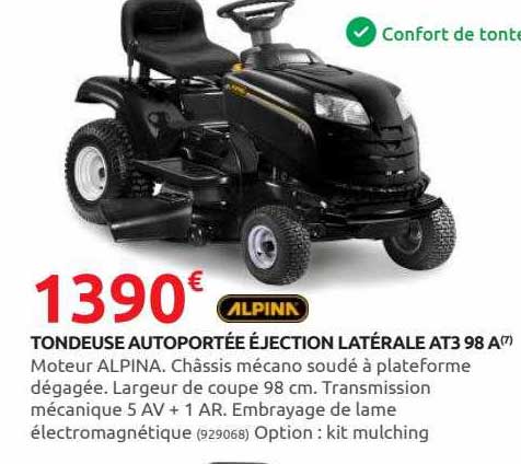 tondeuse autoportée éjection latérale at3 98 a