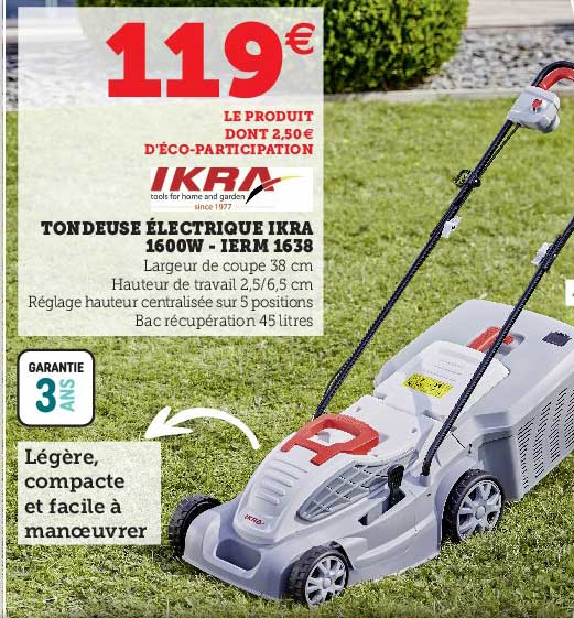 tondeuse électrique ikra 1600w - ierm 1638