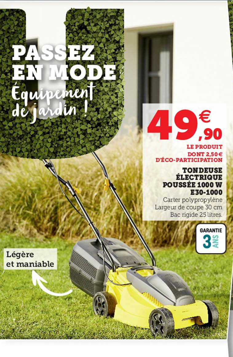 tondeuse électrique poussée 1000 w e30-1000