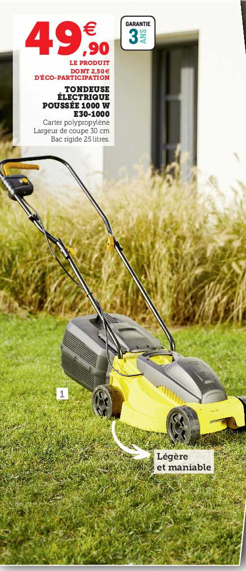 tondeuse électrique poussée 1000 w e30-1000