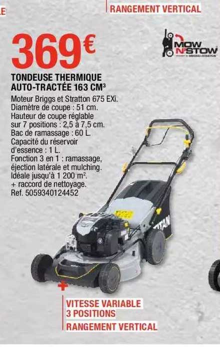 tondeuse thermique auto-tractée 163 cm3