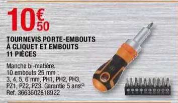 tournevis porte-embouts à cliquet et embouts 11 pièces
