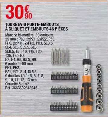 tournevis porte-embouts à cliquet et embouts 46 pièces