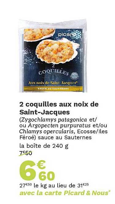 2 coquilles aux noix de saint-jacques