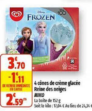 4 cônes de crème glacée reine de neiges miko