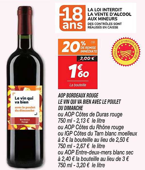 aop bordeaux rouge le vin qui va bien avec le poulet du dimanche