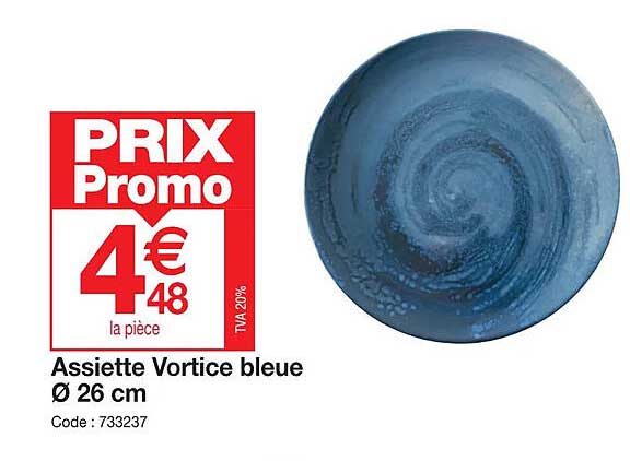 Assiette Vortice Bleue ø 26 Cm