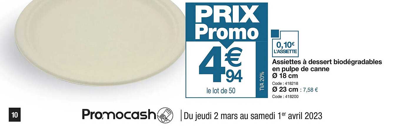 assiettes à dessert biodégradable en pulpe de canne