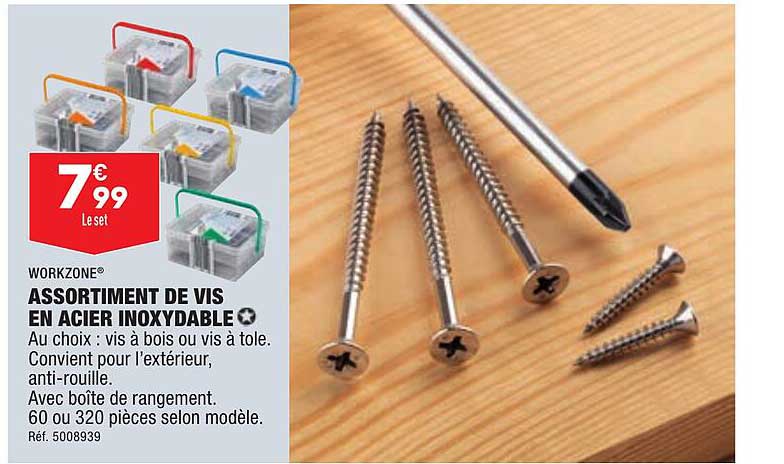 assortiment de vis en acier inoxydable workzone