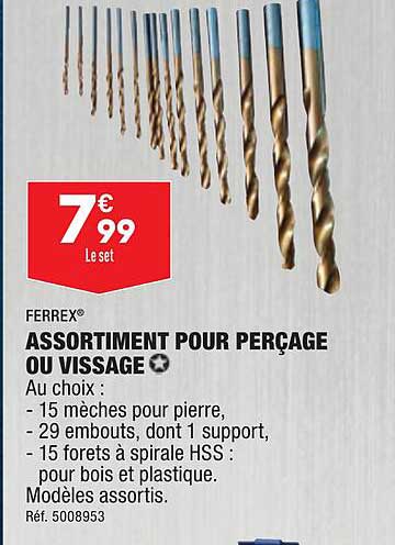assortiment pour perçage ou vissage ferrex