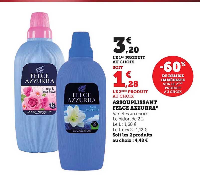 assouplissant felce azzurra -60% de remise immédiate sur le 2ème produit au choix