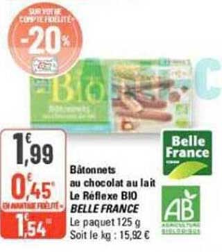 bâtonnets au chocolat au lait le réflexe bio belle france