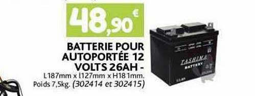 batterie pour autoportée 12 volts 26ah