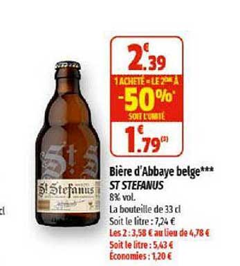 bière d'abbaye belge st stefanus 1 acheté = le 2ème à -50%