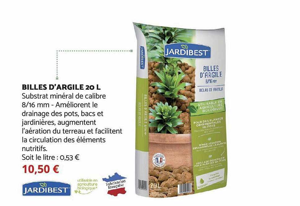 billes d'argile 20 l jardibest