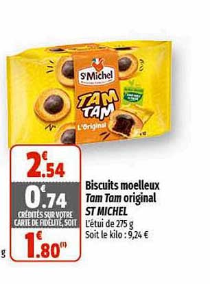 biscuits moelleux tam tam original st michel