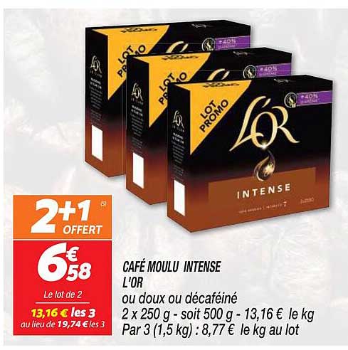 Café Moulu Intense L'or 2+1 Offert