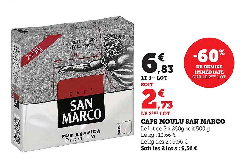 café moulu san marco -60% de remise immédiate sur le 2ème lot