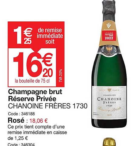 Champagne Brut Réserve Privée Chanoine Frères 1730