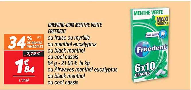 chewing-gum menthe verte freedent