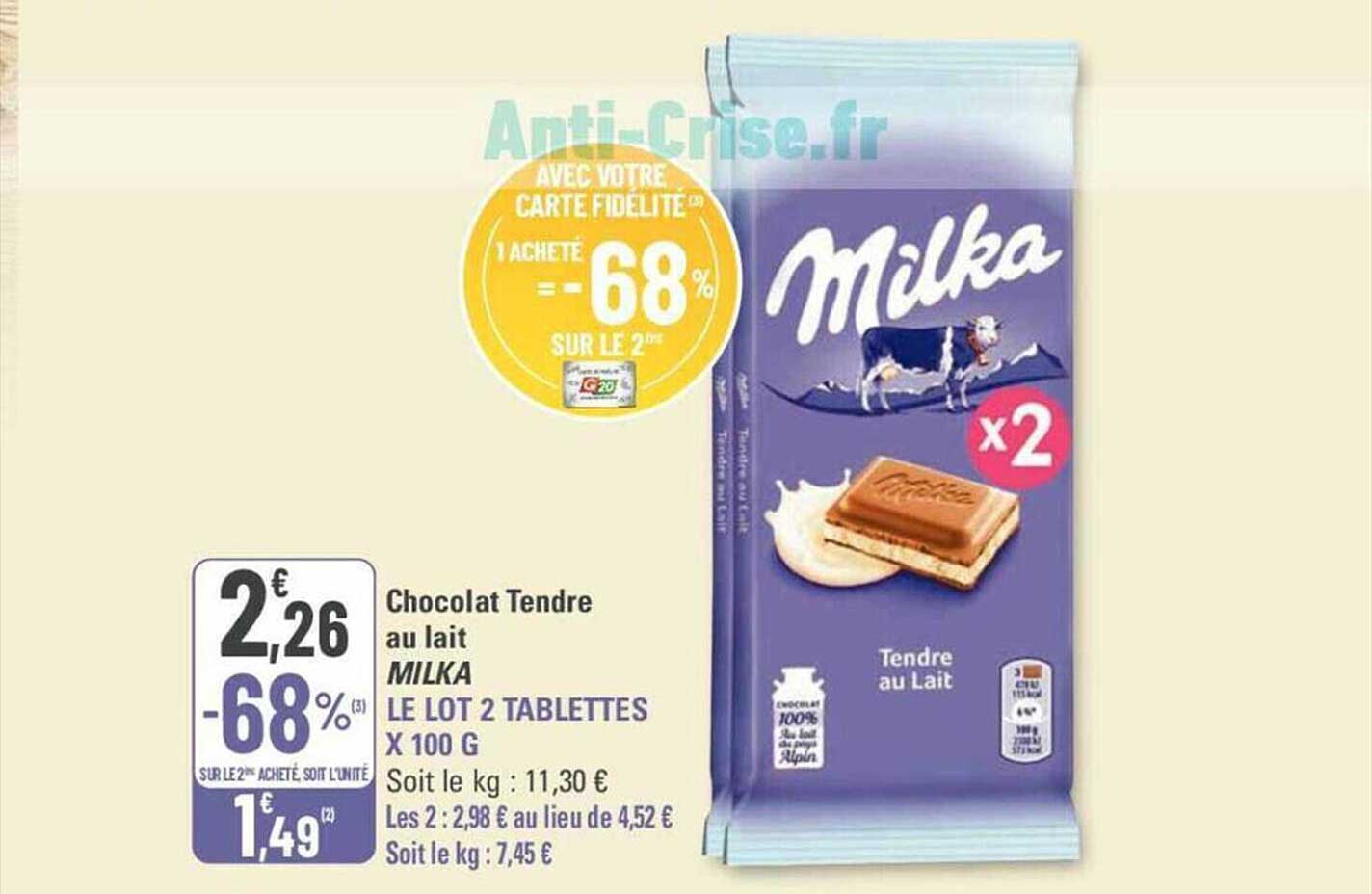 chocolat tende au lait milka