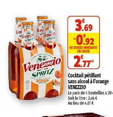 cocktail pétillant sans alcool à l'orange venezzio
