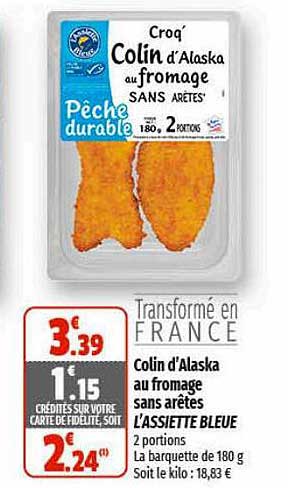 colin d'alaska au fromage sans arêtes l'assiette bleue